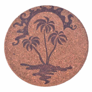dessous-de-plat-ile-tropicale-palmier-caraibes-soleil-ocean-mer-pyrogravure-personnalisee-artisanat-local